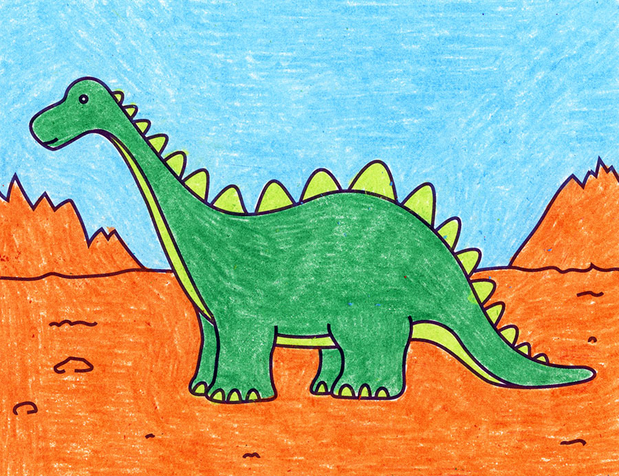 How To Draw An Easy Dinosaur - Art Projects For Kids