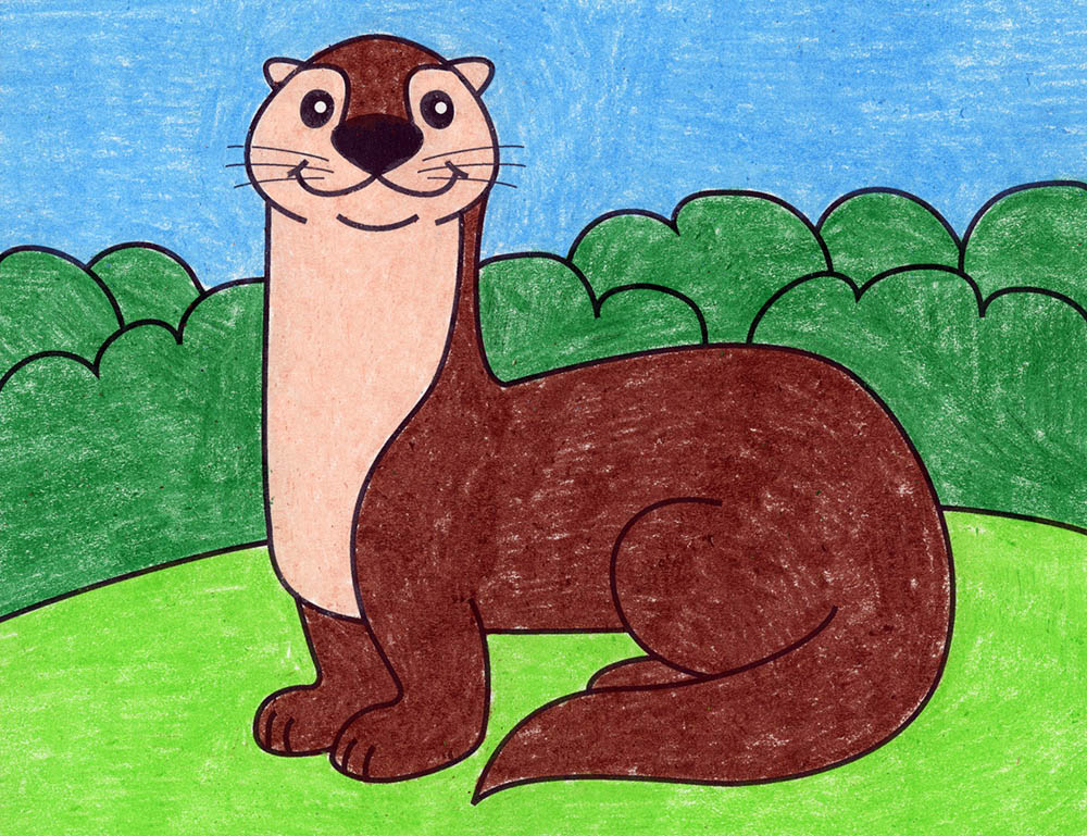 Easy How to Draw a Sea Otter and Sea Otter Coloring Page