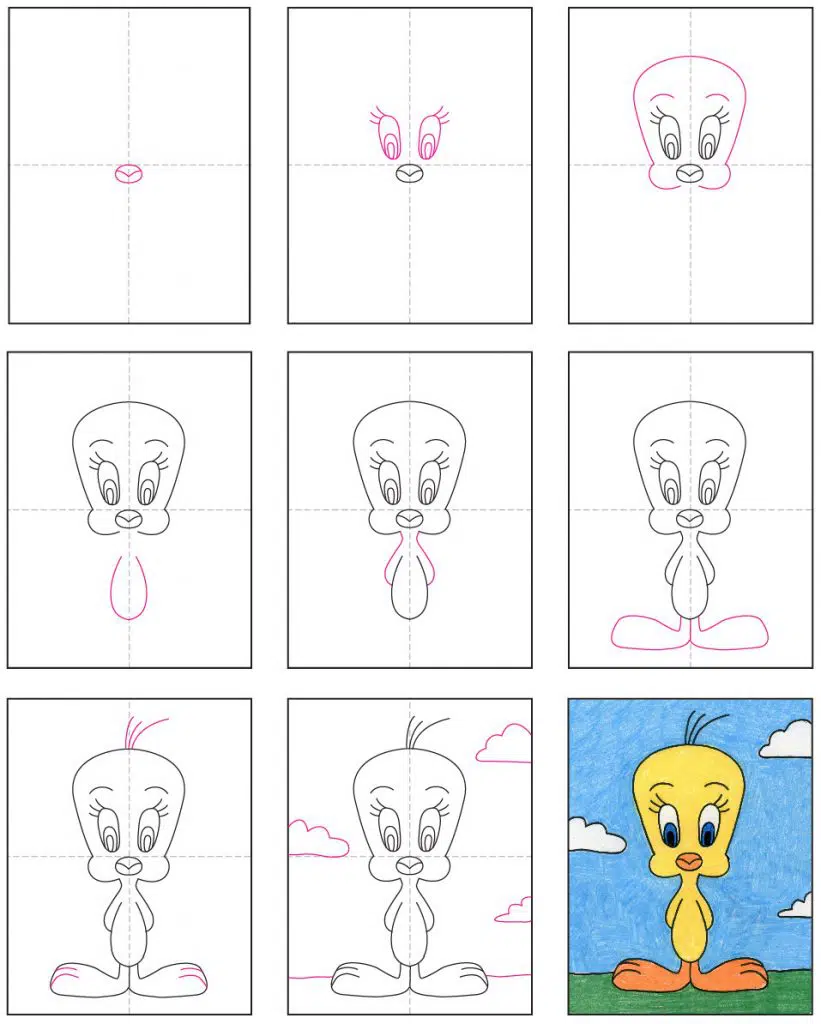 Learning how to draw Tweety Bird gets easy when you start with a step by step tutorial. 