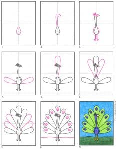 How to Draw a Peacock: Easy Step-by-Step Art Lesson for Kids