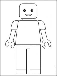 Easy How to Draw a Lego Tutorial Video and Lego Coloring Page