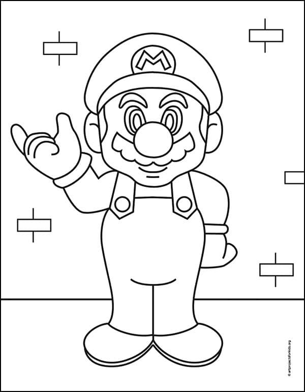 Mario Coloring Page, also available as a free download.