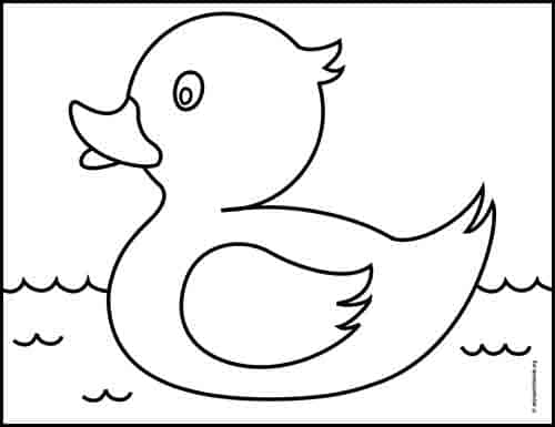 Easy How to Draw a Rubber Duck Tutorial and Coloring Page