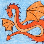 Easy How to Draw a Dragon Tutorial Video and Dragon Coloring Pages