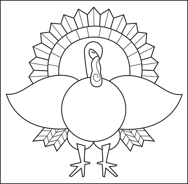 Easy How to Draw Turkey Tutorial and Turkey Coloring Page