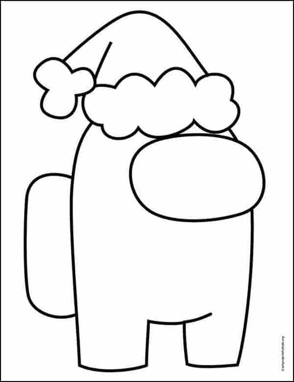 Among Us Santa Coloring page, available as a free download.