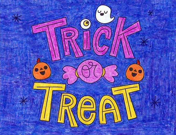 Beginner Hand Lettering Project and Trick or Treat Coloring Page