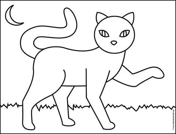 Easy Black Cat Coloring Page | Easy Drawing Guides