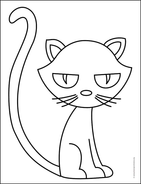 Cartoon Black Cat Coloring Page: Free Printable Sheets for Kids