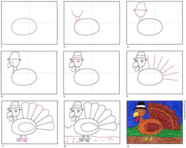 how to draw a turkey easy