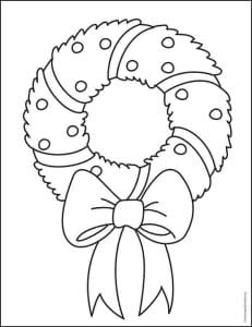 Easy How To Draw A Wreath Tutorial Video & Wreath Coloring Page