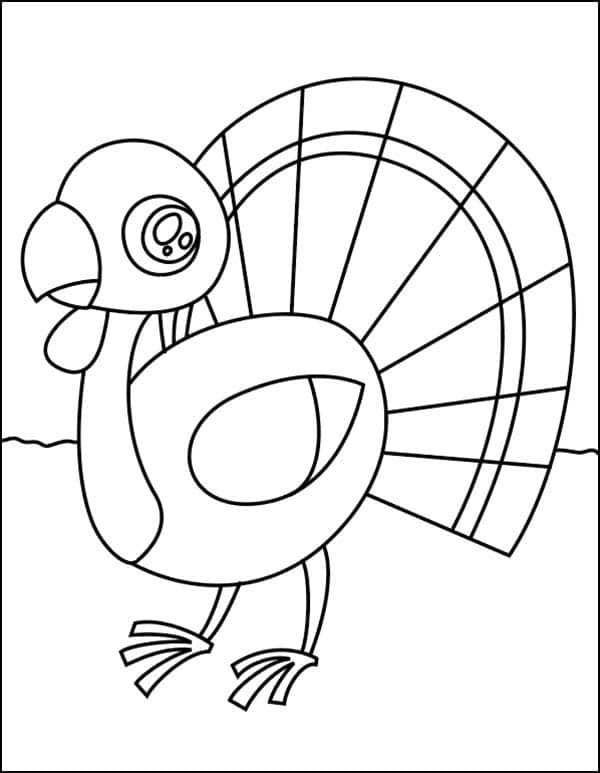 A Cute Turkey Coloring Page, available as a free download.