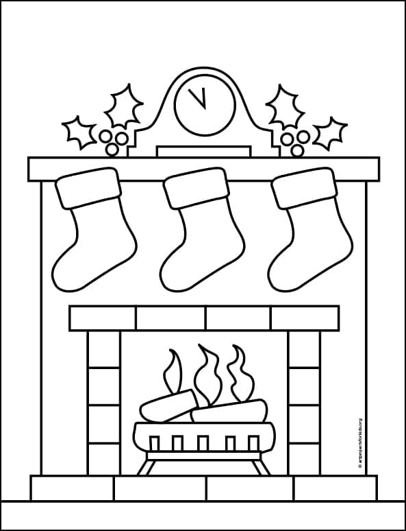 Fireplace Coloring page, available as a free download.