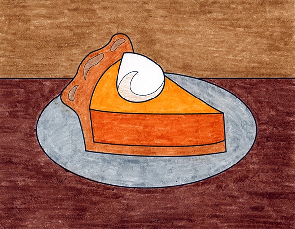 A drawing of Pumpkin Pie, made with the help of an easy step by step tutorial.