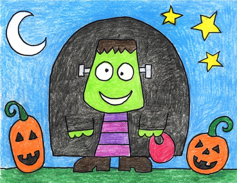 How to Draw a Cartoon Frankenstein — Activity Craft Holidays, Kids, Tips