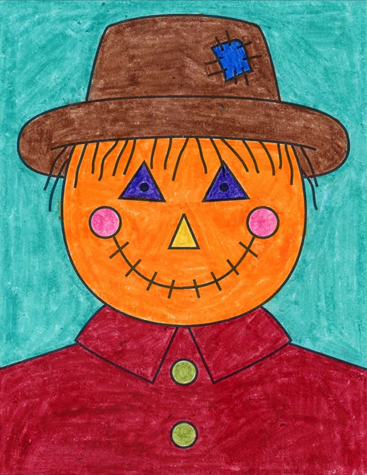 How To Draw A Scarecrow Face Tutorial And Scarecrow Coloring Page