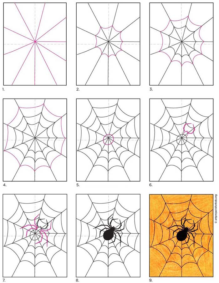 spider drawings for kids