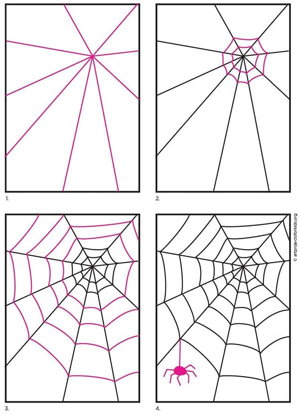 A step by step tutorial for how to draw an easy spider web, also available as a free download.