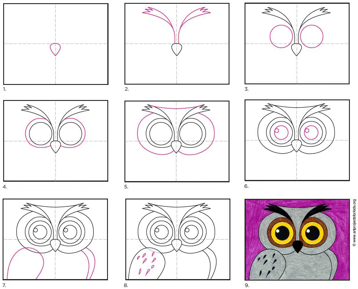 how to draw a owl on a tree