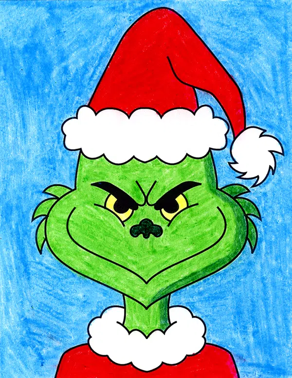 Easy How to Draw the Grinch Tutorial Video and Grinch Coloring Page