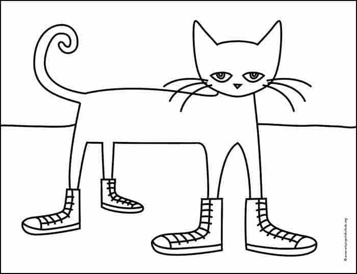 Pete the Cat Coloring page, available as a free download.