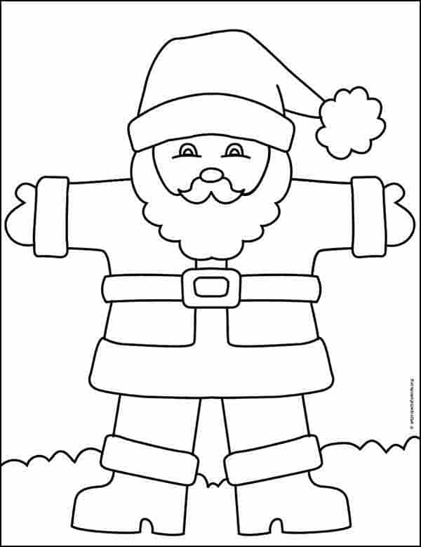 Easy How To Draw Santa Claus Tutorial And Santa Claus Coloring Page