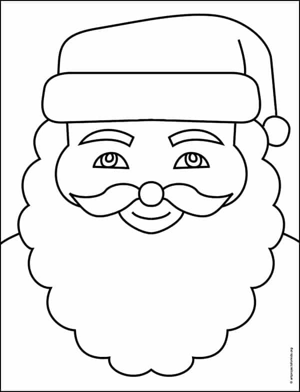 santa face clip art black and white