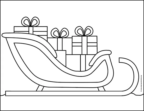 Santa Sleigh Coloring page, available as a free download.
