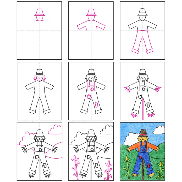 scarecrow hat coloring page