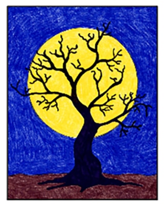 How to Draw a Scary Tree and Tree Coloring Page