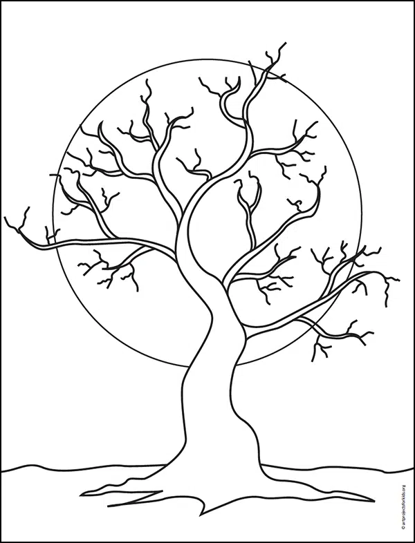 Scary Tree Coloring page, available as a free download.