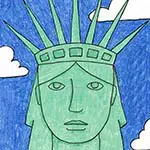 How to Draw the Statue of Liberty Tutorial Video and Coloring Page