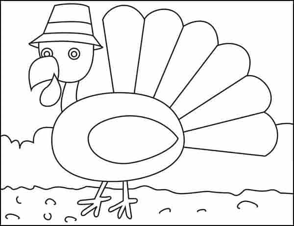 easy turkey drawing art hub