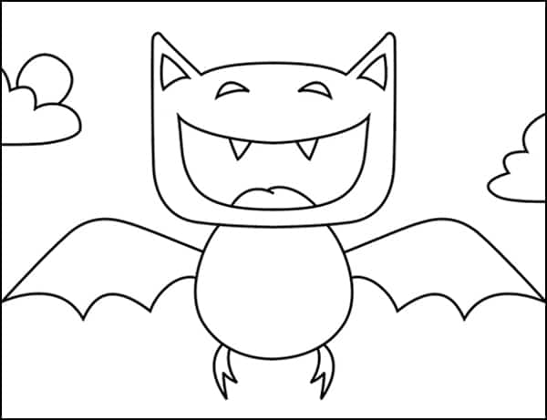  Coloriage de chauve-souris Vampire de dessin animé, disponible en téléchargement gratuit.