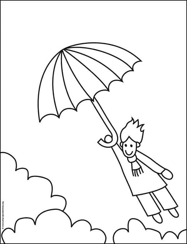 windy day coloring page