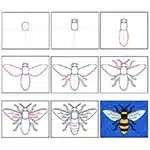 Easy How to Draw a Bee Tutorial and Bee Coloring Page