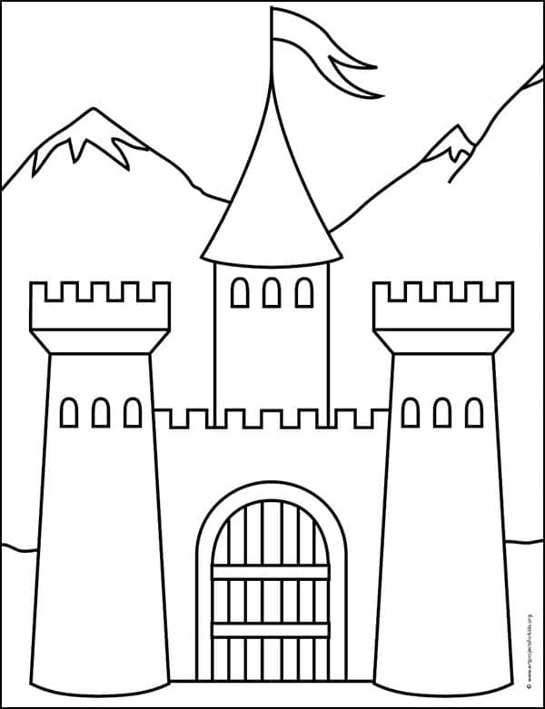 Castle Coloring page, available as a free download.