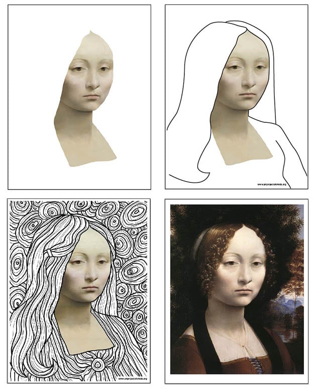 A step by step tutorial for a Leonardo da Vinci art lesson.