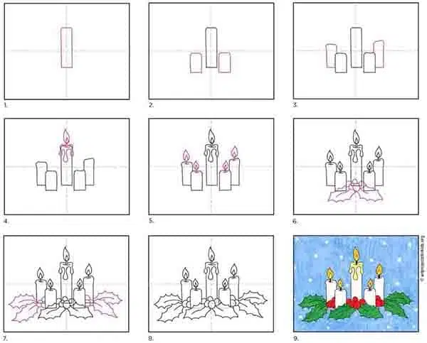 A step by step tutorial to learn how to draw a candle.
