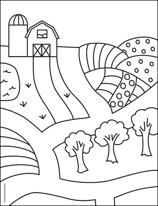 How To Draw A Farm Landscape 