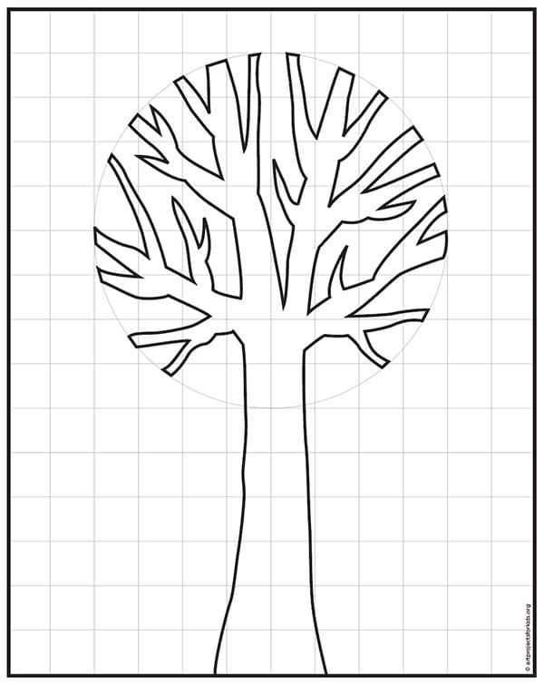 Circle Grid Tree Art coloring page, available as a free download.