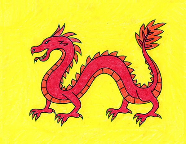 Easy How to Draw a Chinese Dragon Tutorial Video and Dragon Coloring Page