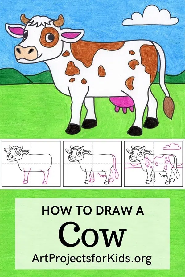 Легко Как нарисовать корову Учебное видео и страница раскраски коровы