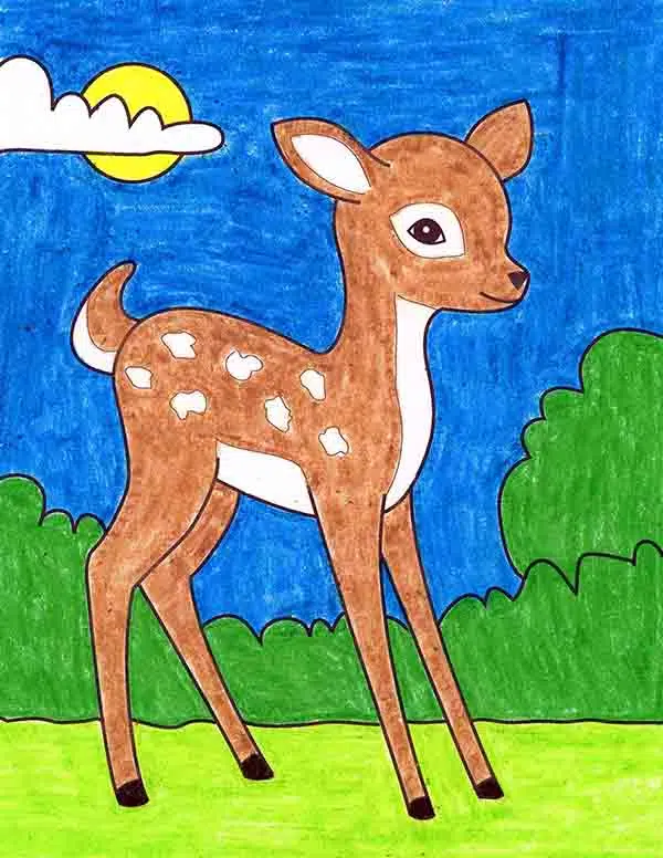 A drawing of a Deer, made with the help of an easy step by step tutorial. 