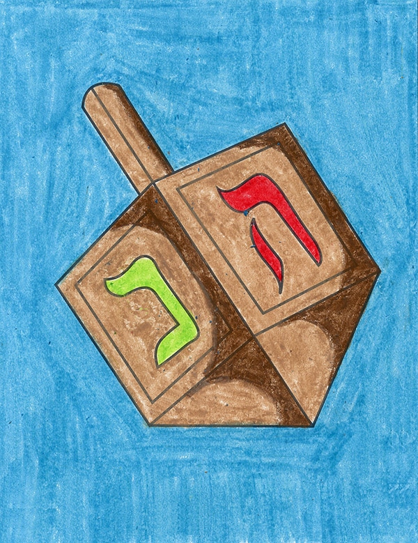 Easy How to Draw a Dreidel Tutorial and Dreidel Coloring Page · Art