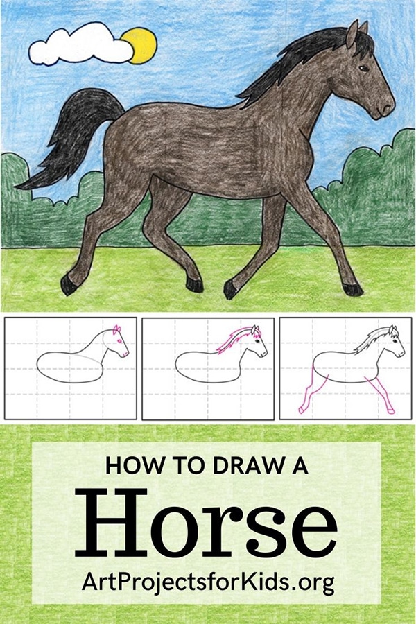 how to draw a horse step by step for kids