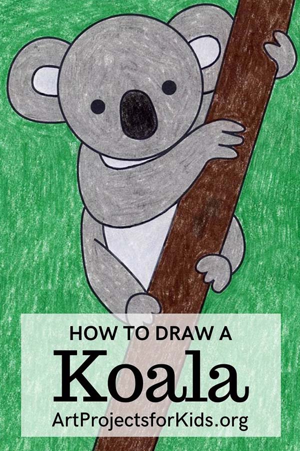 A drawing of a cute Koala, made with the help of an easy step by step tutorial.