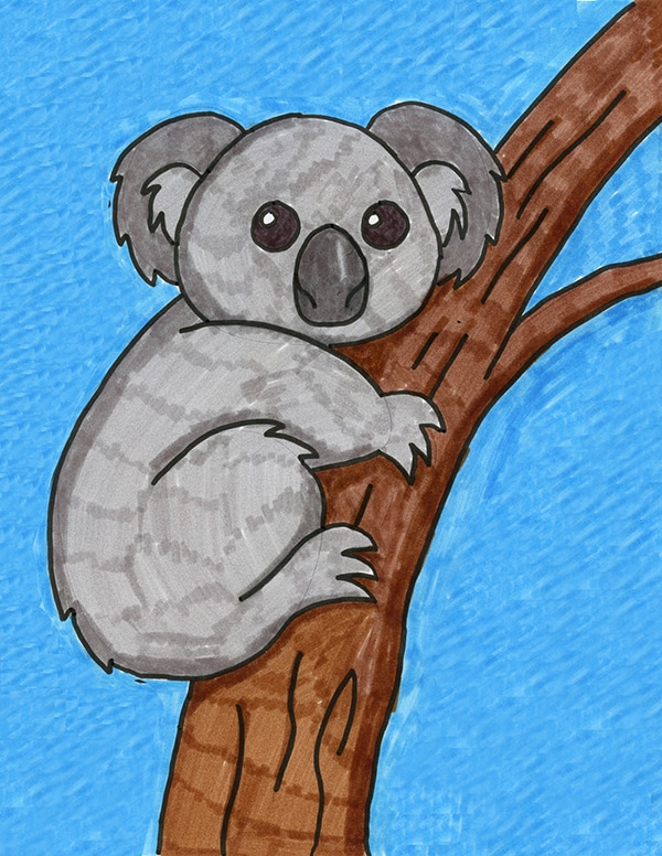 Easy How to Draw a Koala Tutorial and Koala Coloring Page