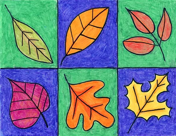 A drawing of a leaf, made with the help of an easy step by step tutorial.