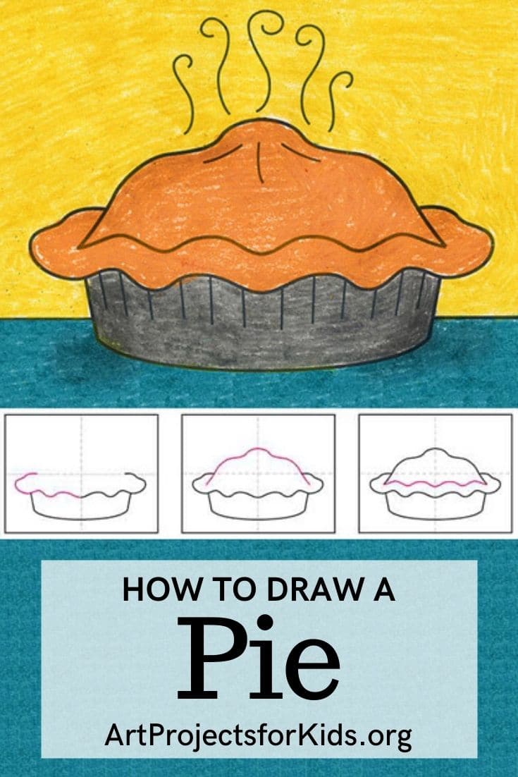 Easy How to Draw Pie Tutorial and Pie Coloring Page